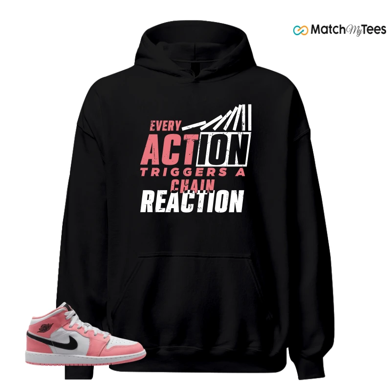 NIKE AIR JORDAN 1 MID GS PINK GAZE WHITE SNEAKER Matching Tees hoodie