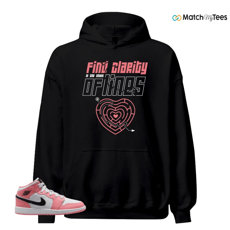NIKE AIR JORDAN 1 MID GS PINK GAZE WHITE SNEAKER Matching Tees hoodie