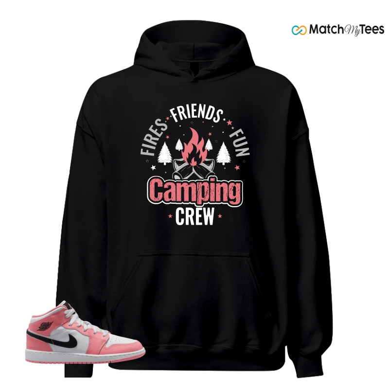 NIKE AIR JORDAN 1 MID GS PINK GAZE WHITE SNEAKER Matching Tees hoodie
