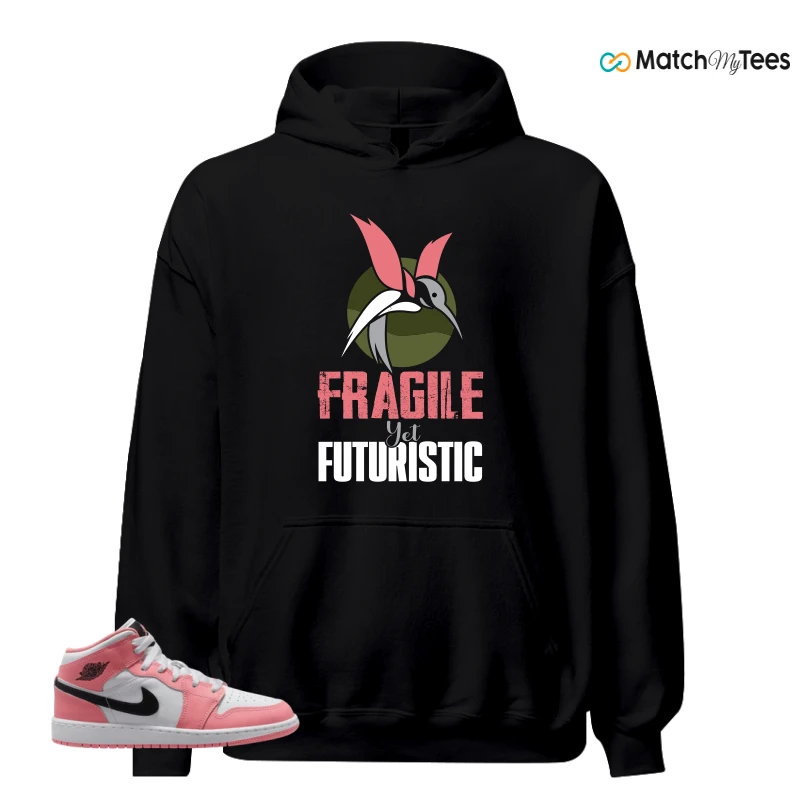 NIKE AIR JORDAN 1 MID GS PINK GAZE WHITE SNEAKER Matching Tees hoodie