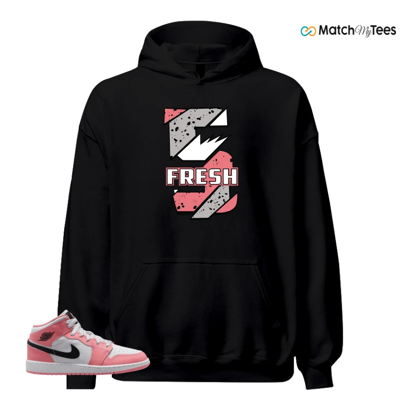 NIKE AIR JORDAN 1 MID GS PINK GAZE WHITE SNEAKER Matching Tees hoodie