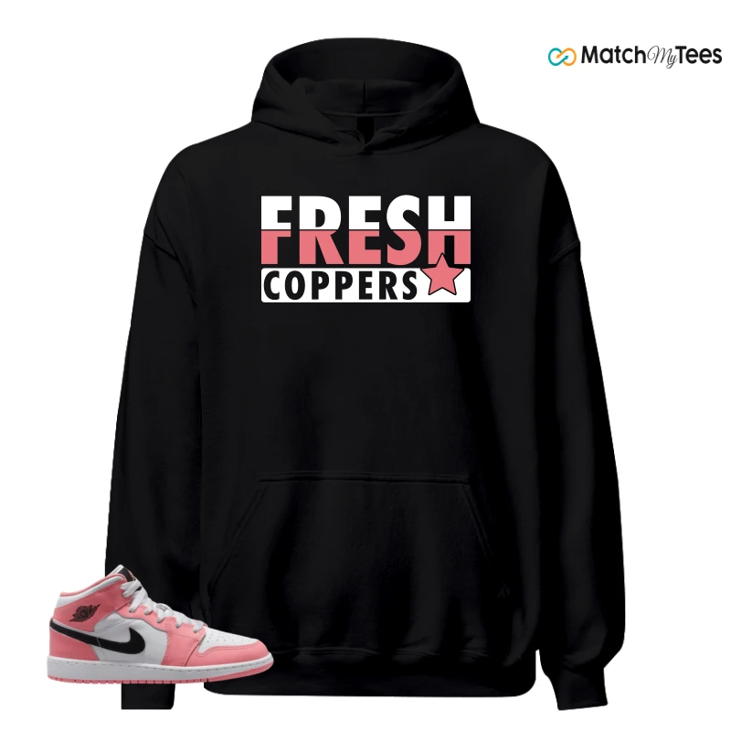 NIKE AIR JORDAN 1 MID GS PINK GAZE WHITE SNEAKER Matching Tees hoodie