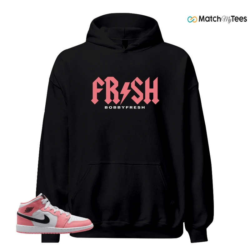 NIKE AIR JORDAN 1 MID GS PINK GAZE WHITE SNEAKER Matching Tees hoodie