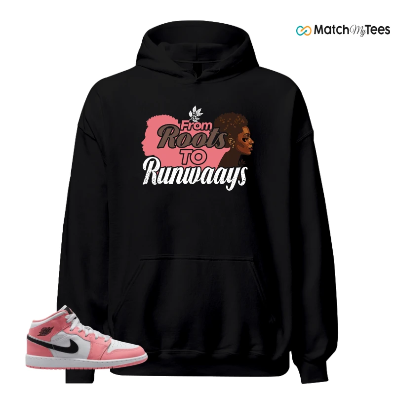 NIKE AIR JORDAN 1 MID GS PINK GAZE WHITE SNEAKER Matching Tees hoodie