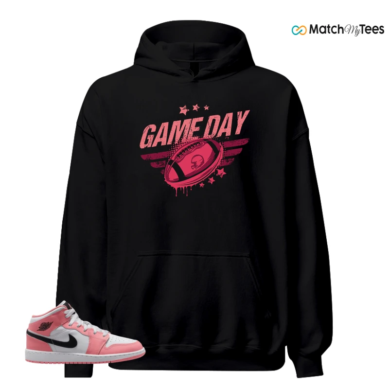 NIKE AIR JORDAN 1 MID GS PINK GAZE WHITE SNEAKER Matching Tees hoodie