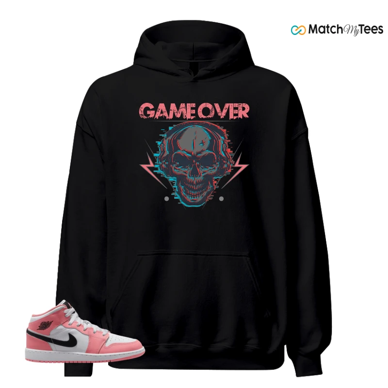 NIKE AIR JORDAN 1 MID GS PINK GAZE WHITE SNEAKER Matching Tees hoodie