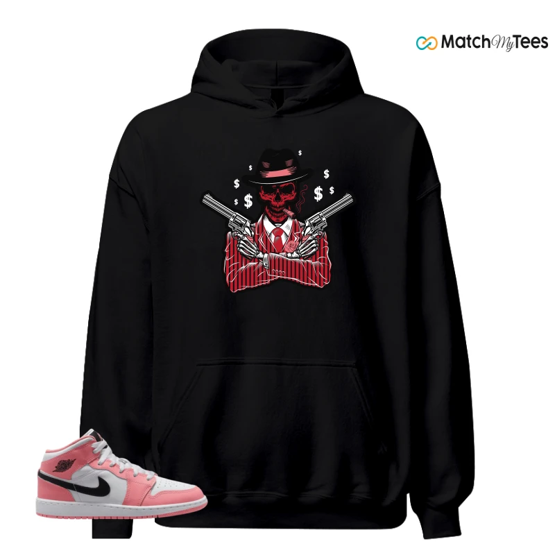 NIKE AIR JORDAN 1 MID GS PINK GAZE WHITE SNEAKER Matching Tees hoodie