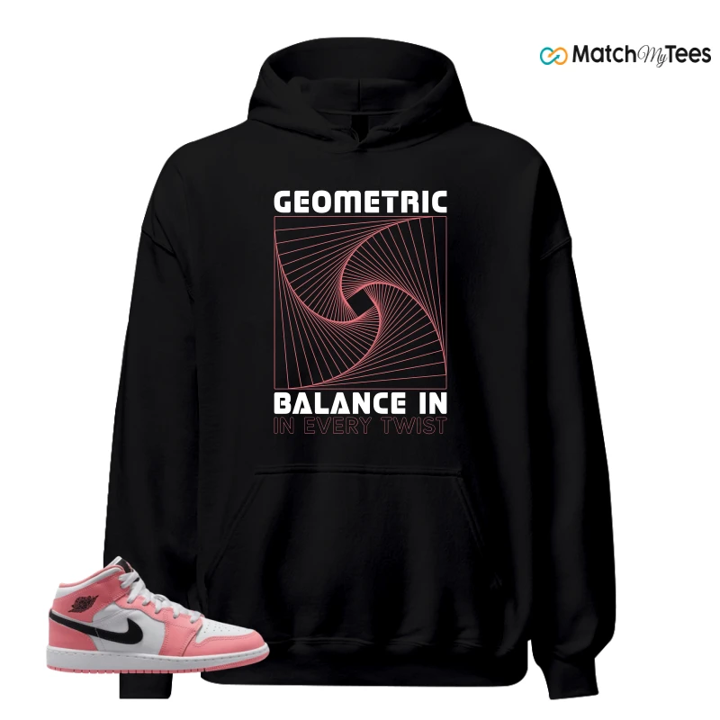 NIKE AIR JORDAN 1 MID GS PINK GAZE WHITE SNEAKER Matching Tees hoodie