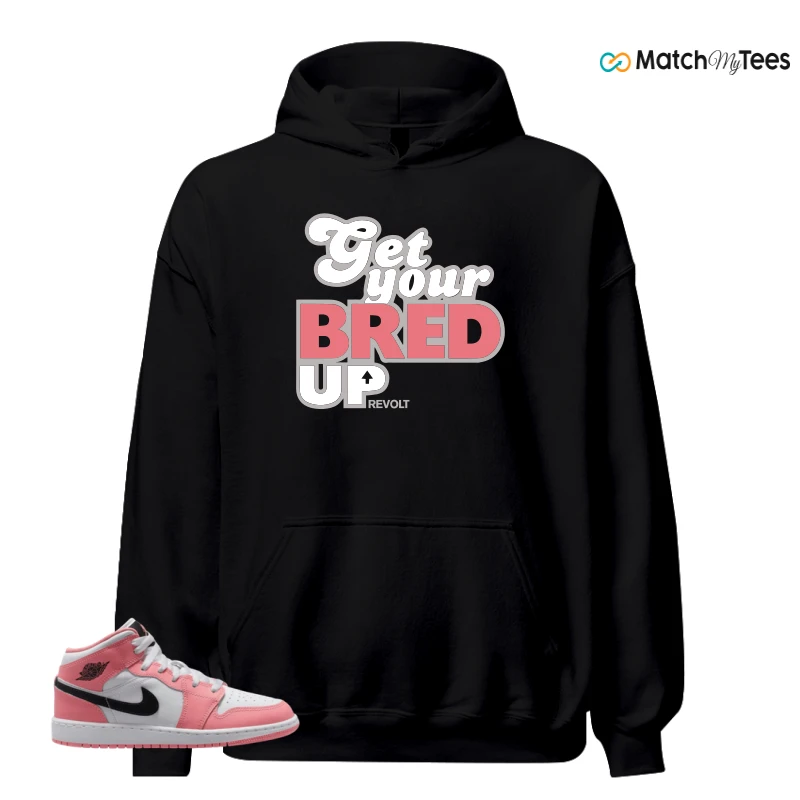NIKE AIR JORDAN 1 MID GS PINK GAZE WHITE SNEAKER Matching Tees hoodie