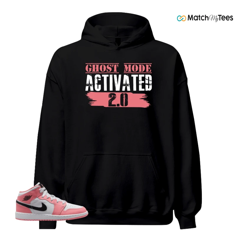 NIKE AIR JORDAN 1 MID GS PINK GAZE WHITE SNEAKER Matching Tees hoodie