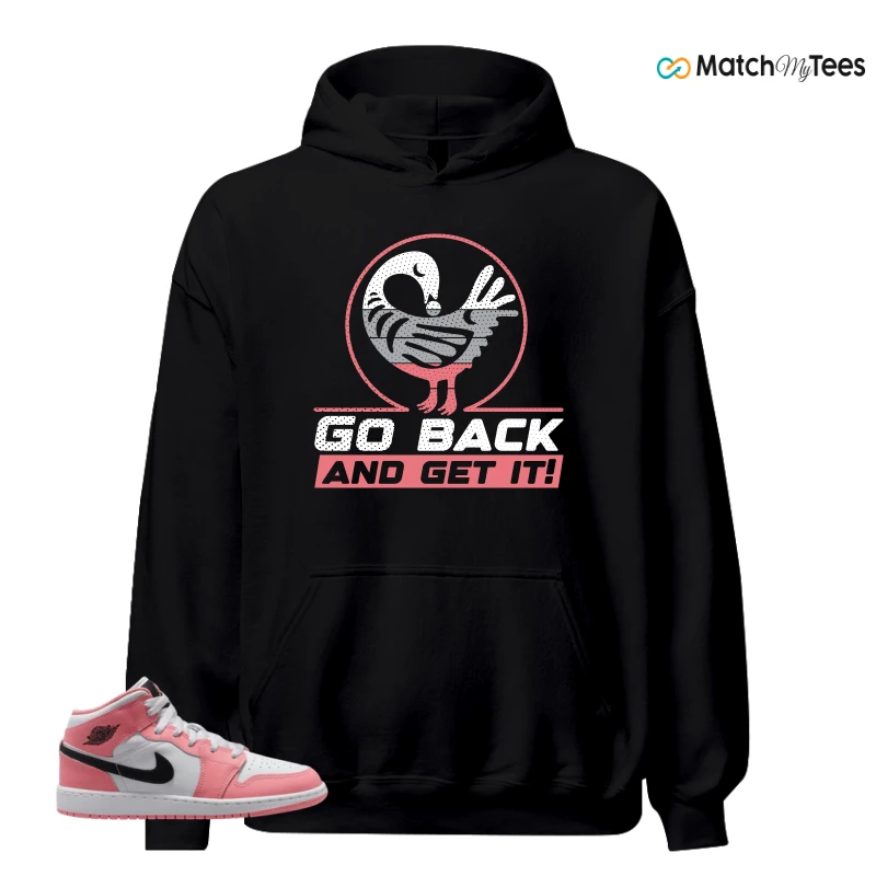NIKE AIR JORDAN 1 MID GS PINK GAZE WHITE SNEAKER Matching Tees hoodie