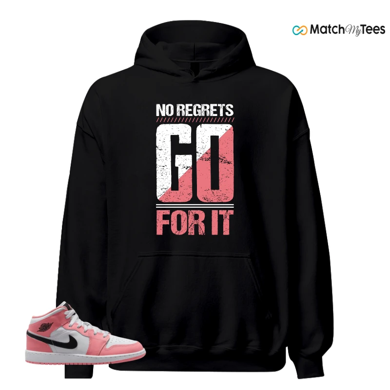 NIKE AIR JORDAN 1 MID GS PINK GAZE WHITE SNEAKER Matching Tees hoodie