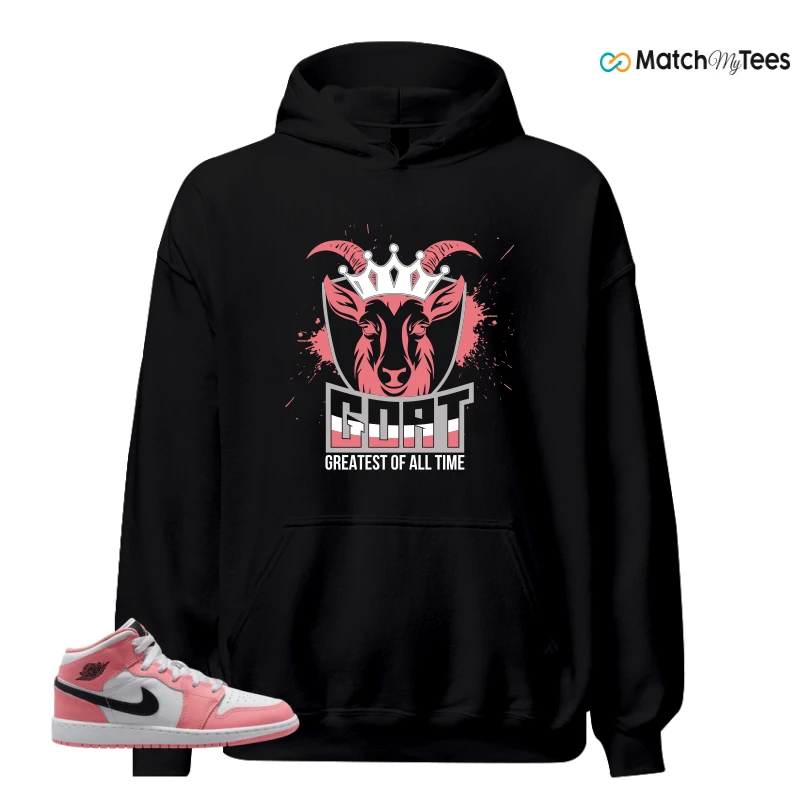 NIKE AIR JORDAN 1 MID GS PINK GAZE WHITE SNEAKER Matching Tees hoodie