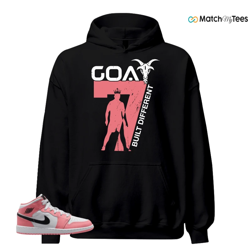 NIKE AIR JORDAN 1 MID GS PINK GAZE WHITE SNEAKER Matching Tees hoodie