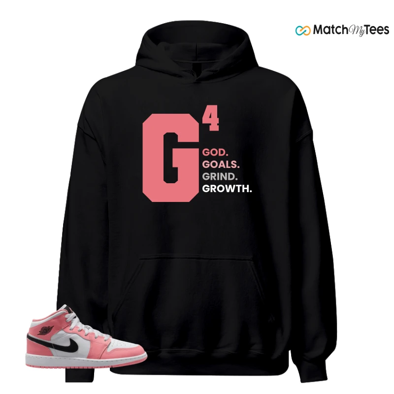 NIKE AIR JORDAN 1 MID GS PINK GAZE WHITE SNEAKER Matching Tees hoodie