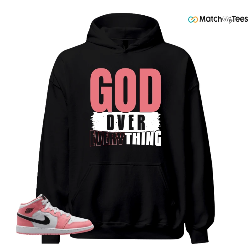 NIKE AIR JORDAN 1 MID GS PINK GAZE WHITE SNEAKER Matching Tees hoodie