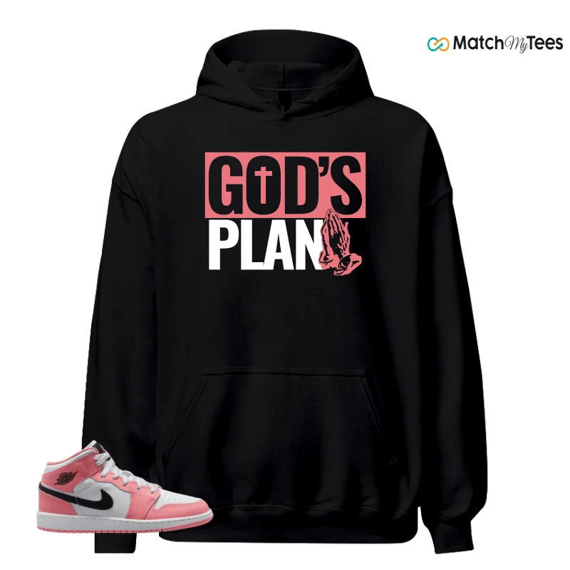 NIKE AIR JORDAN 1 MID GS PINK GAZE WHITE SNEAKER Matching Tees hoodie