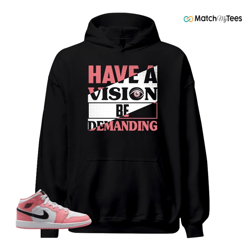 NIKE AIR JORDAN 1 MID GS PINK GAZE WHITE SNEAKER Matching Tees hoodie