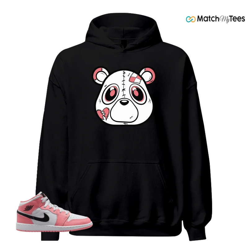 NIKE AIR JORDAN 1 MID GS PINK GAZE WHITE SNEAKER Matching Tees hoodie