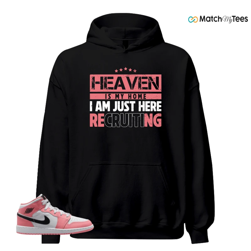 NIKE AIR JORDAN 1 MID GS PINK GAZE WHITE SNEAKER Matching Tees hoodie