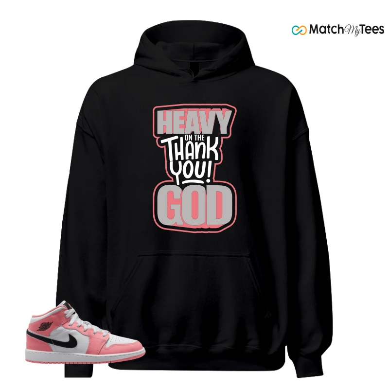 NIKE AIR JORDAN 1 MID GS PINK GAZE WHITE SNEAKER Matching Tees hoodie