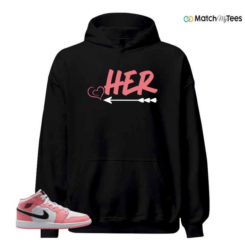 NIKE AIR JORDAN 1 MID GS PINK GAZE WHITE SNEAKER Matching Tees hoodie