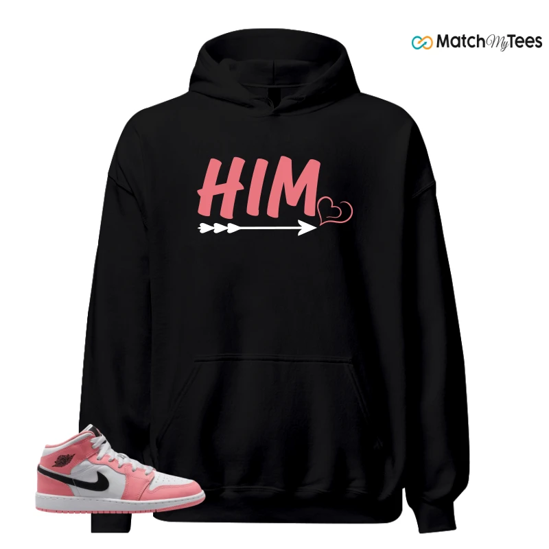 NIKE AIR JORDAN 1 MID GS PINK GAZE WHITE SNEAKER Matching Tees hoodie