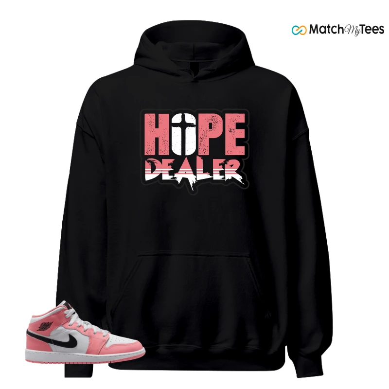 NIKE AIR JORDAN 1 MID GS PINK GAZE WHITE SNEAKER Matching Tees hoodie