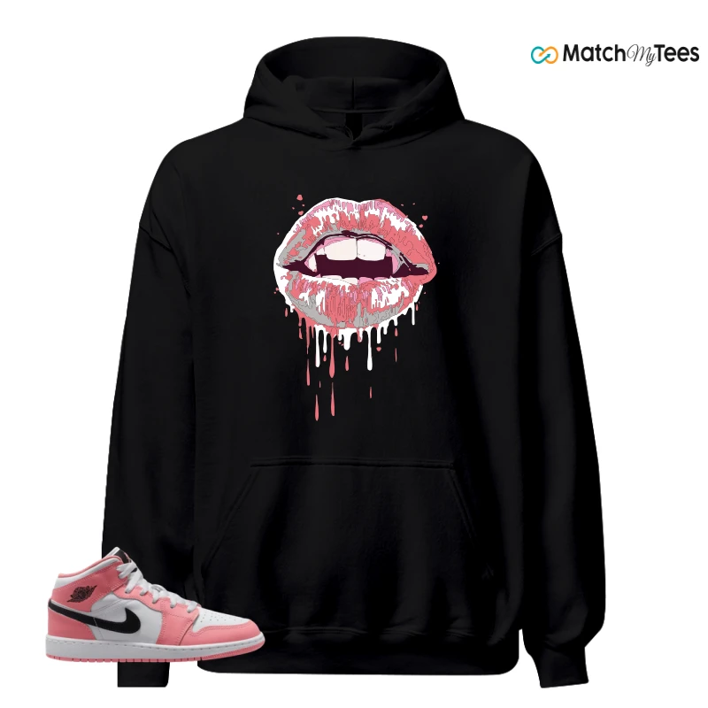 NIKE AIR JORDAN 1 MID GS PINK GAZE WHITE SNEAKER Matching Tees hoodie