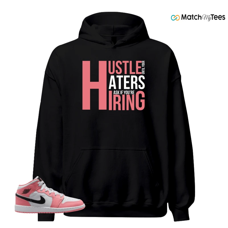 NIKE AIR JORDAN 1 MID GS PINK GAZE WHITE SNEAKER Matching Tees hoodie