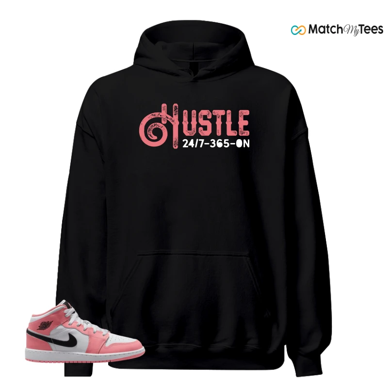 NIKE AIR JORDAN 1 MID GS PINK GAZE WHITE SNEAKER Matching Tees hoodie