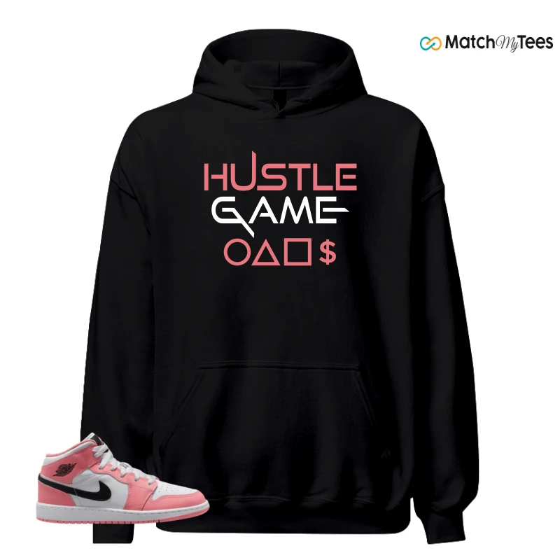 NIKE AIR JORDAN 1 MID GS PINK GAZE WHITE SNEAKER Matching Tees hoodie