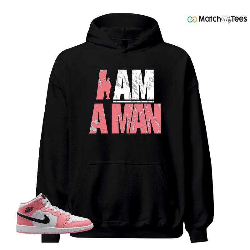 NIKE AIR JORDAN 1 MID GS PINK GAZE WHITE SNEAKER Matching Tees hoodie
