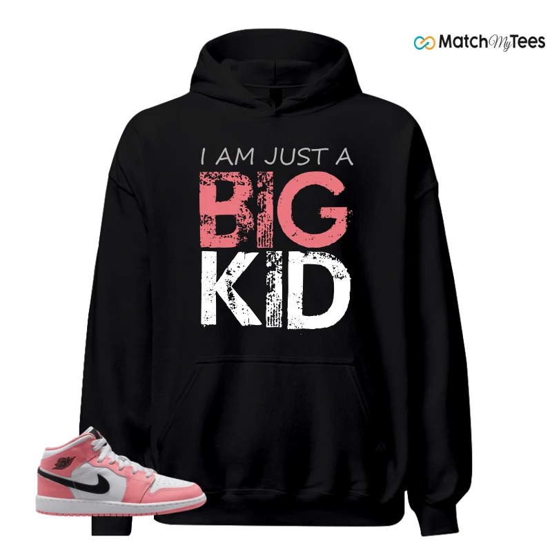 NIKE AIR JORDAN 1 MID GS PINK GAZE WHITE SNEAKER Matching Tees hoodie