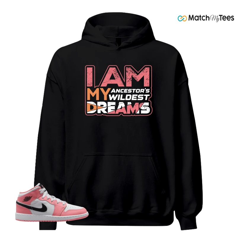 NIKE AIR JORDAN 1 MID GS PINK GAZE WHITE SNEAKER Matching Tees hoodie