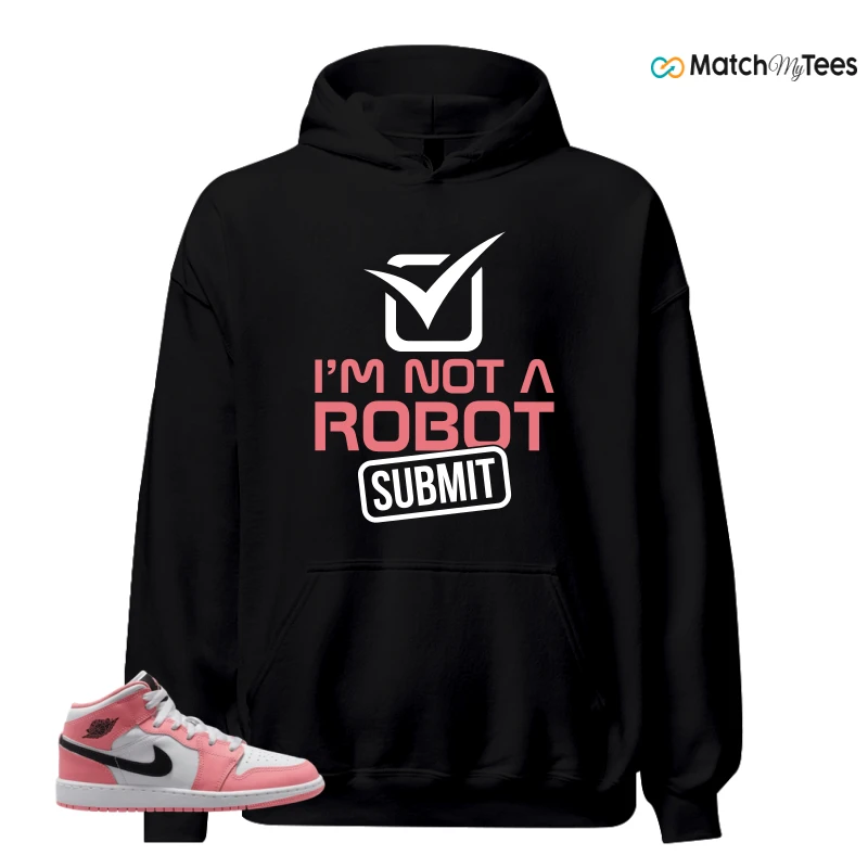 NIKE AIR JORDAN 1 MID GS PINK GAZE WHITE SNEAKER Matching Tees hoodie