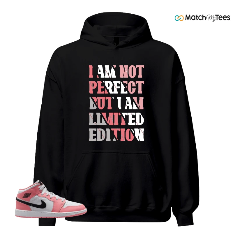 NIKE AIR JORDAN 1 MID GS PINK GAZE WHITE SNEAKER Matching Tees hoodie