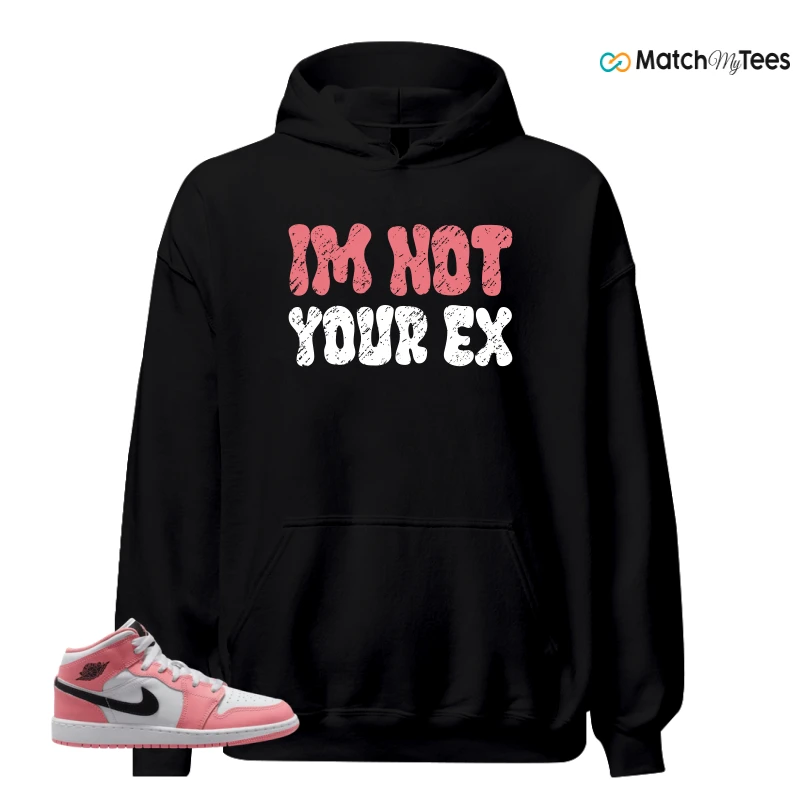 NIKE AIR JORDAN 1 MID GS PINK GAZE WHITE SNEAKER Matching Tees hoodie