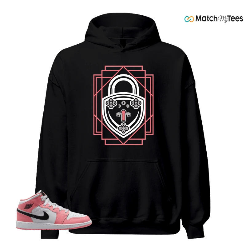 NIKE AIR JORDAN 1 MID GS PINK GAZE WHITE SNEAKER Matching Tees hoodie