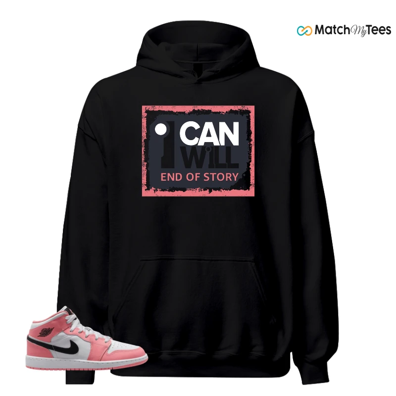 NIKE AIR JORDAN 1 MID GS PINK GAZE WHITE SNEAKER Matching Tees hoodie