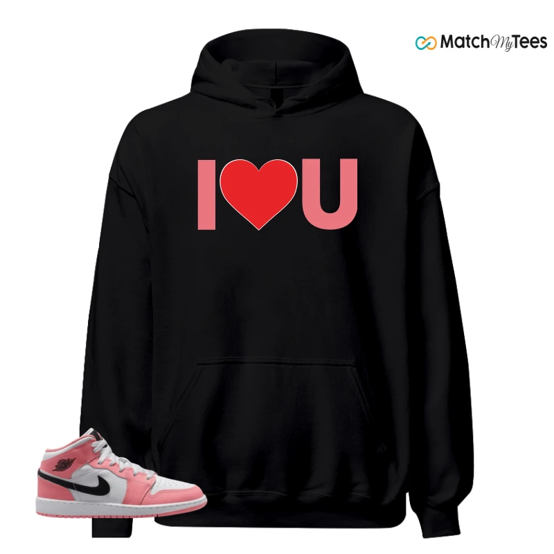 NIKE AIR JORDAN 1 MID GS PINK GAZE WHITE SNEAKER Matching Tees hoodie