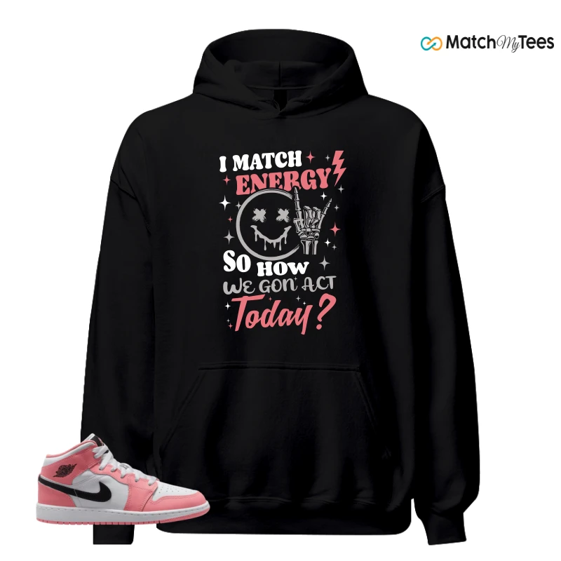 NIKE AIR JORDAN 1 MID GS PINK GAZE WHITE SNEAKER Matching Tees hoodie