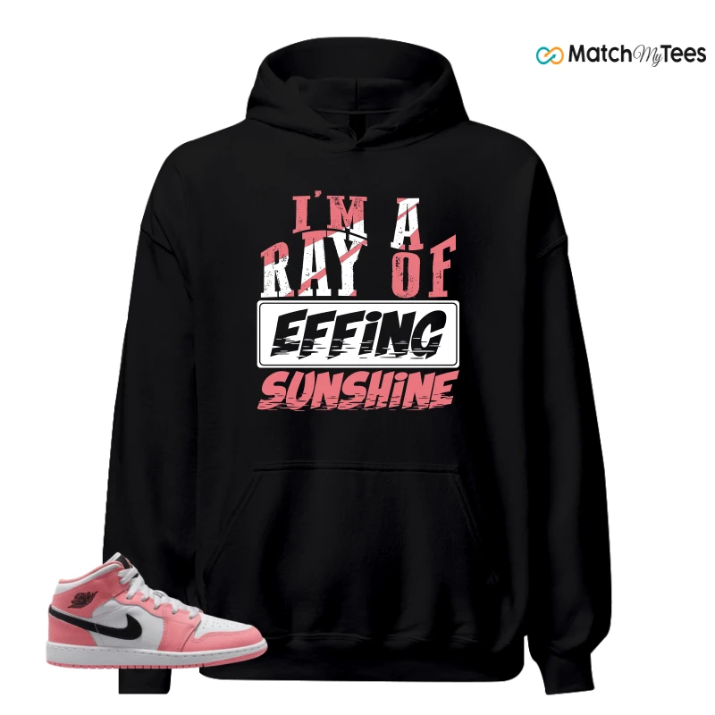 NIKE AIR JORDAN 1 MID GS PINK GAZE WHITE SNEAKER Matching Tees hoodie