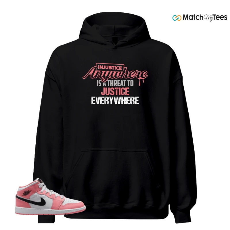 NIKE AIR JORDAN 1 MID GS PINK GAZE WHITE SNEAKER Matching Tees hoodie