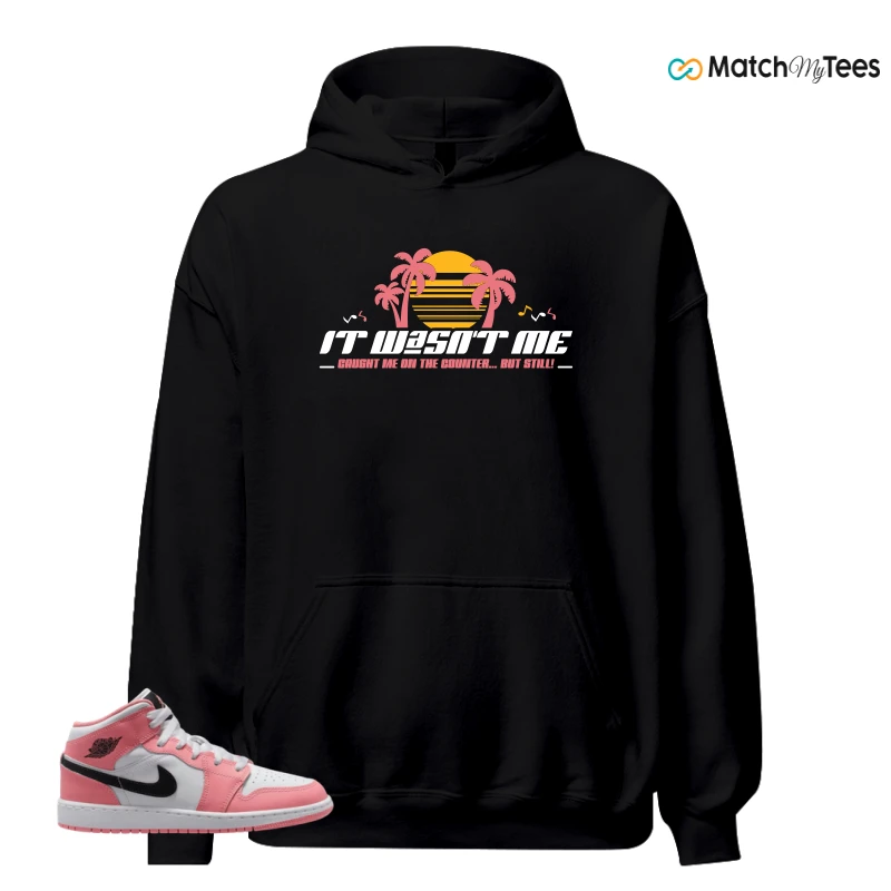 NIKE AIR JORDAN 1 MID GS PINK GAZE WHITE SNEAKER Matching Tees hoodie