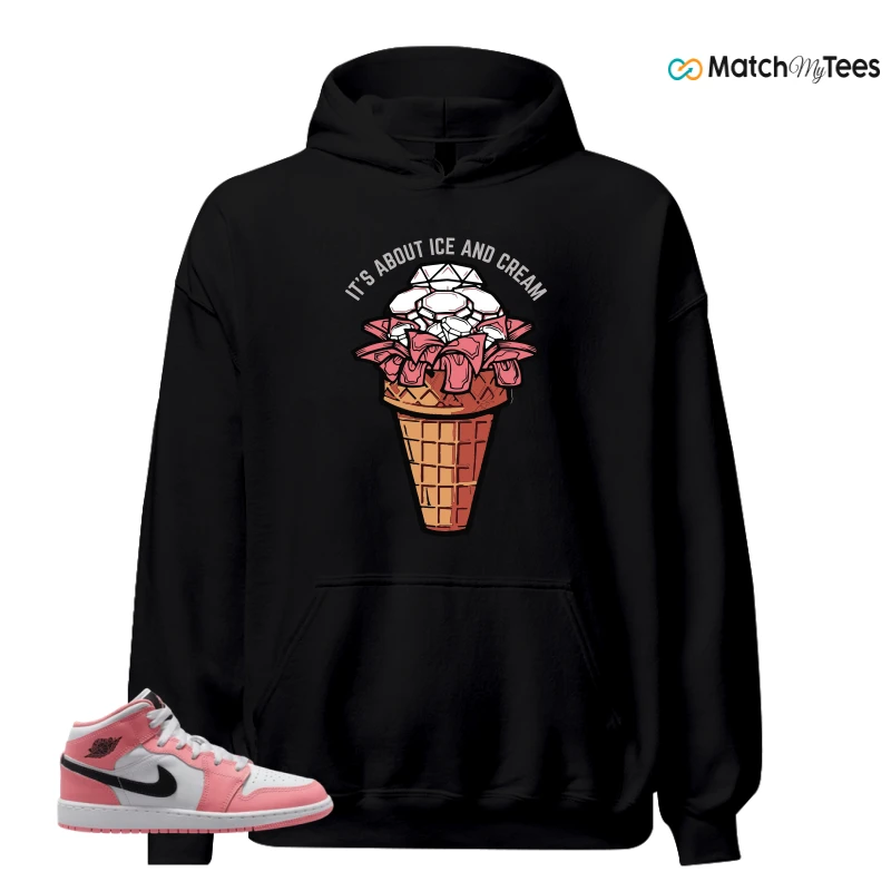 NIKE AIR JORDAN 1 MID GS PINK GAZE WHITE SNEAKER Matching Tees hoodie