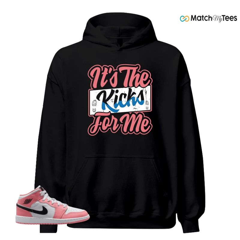 NIKE AIR JORDAN 1 MID GS PINK GAZE WHITE SNEAKER Matching Tees hoodie