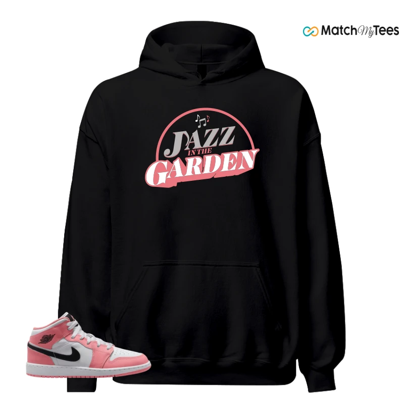 NIKE AIR JORDAN 1 MID GS PINK GAZE WHITE SNEAKER Matching Tees hoodie