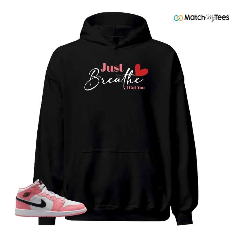 NIKE AIR JORDAN 1 MID GS PINK GAZE WHITE SNEAKER Matching Tees hoodie