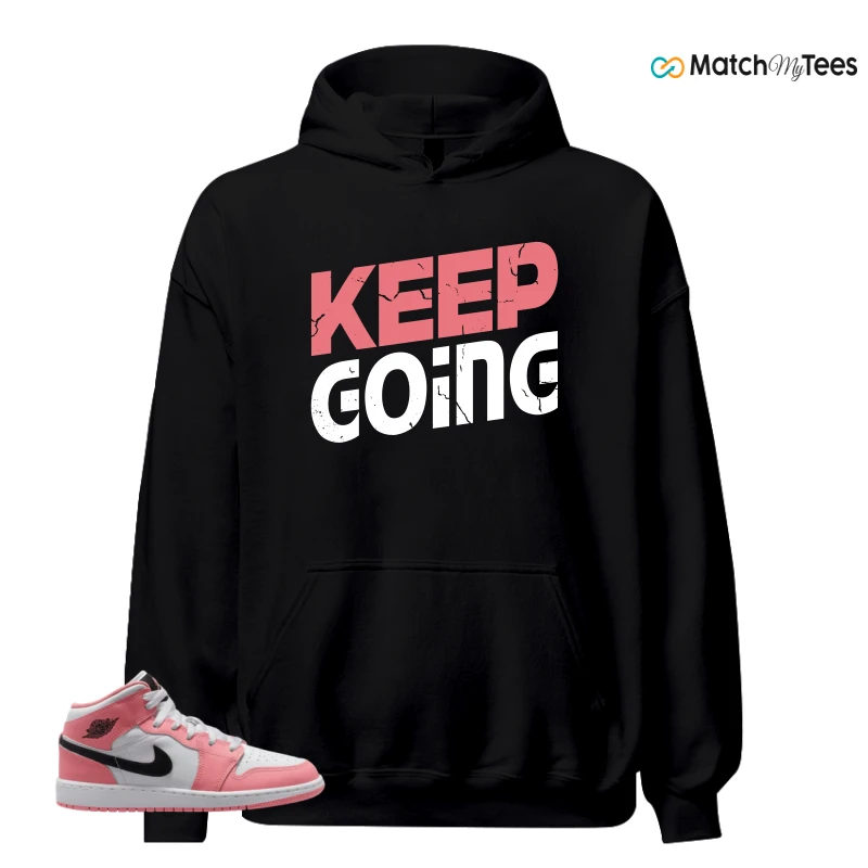 NIKE AIR JORDAN 1 MID GS PINK GAZE WHITE SNEAKER Matching Tees hoodie